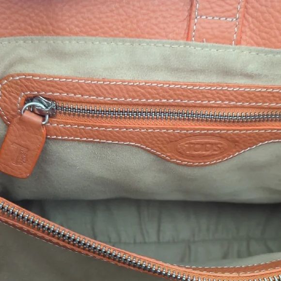 Tods Orange Leather Tote Bag - Picture 7 of 7